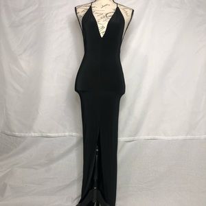 Spaghetti Strap Sleeveless V-Neck Cross Back Evening Ball Gown